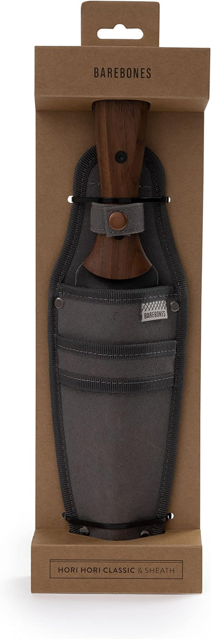 Barebones Hori Hori Classic - Garden Knife - Heat-Tempered Stainless Steel Blade and Walnut Handle - Gardening Knife and Sheath Bundle (Walnut/Black)