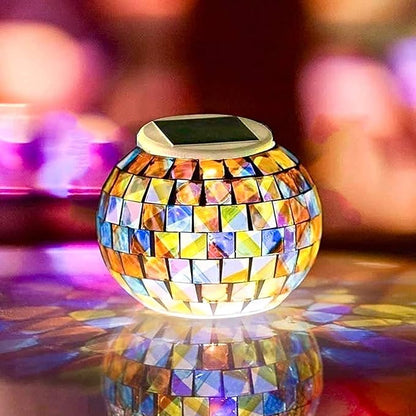 Solar Glass Ball Light Mosaic Jar Lights,Color Changing Globe Table Lamp Waterproof LED Night Light for Garden Patio Party Yard Outdoor Indoor Decorations (Ball)