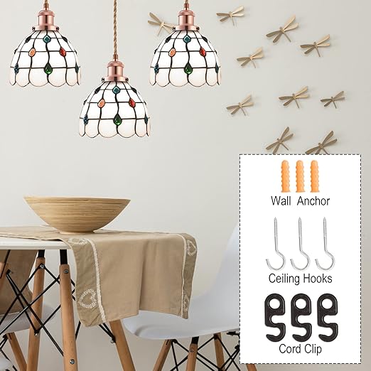 15.4ft Pendant Light Cord Kit, Industrial Vintage Plug in E26 Socket Hanging Light with Switch, Hemp Rope Hanging Light Fixture for Pendant Lamp Farmhouse Lamp Cable DIY
