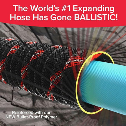 Pocket Hose Ballistic 50 FT Expandable Garden Hose w/Pocket Pivot Swivel Connector, Anti-Burst Sleeve Reinforced with Bulletproof Fiber, Lightweight, No-Kink, Compact, UV-Protected, AS SEEN ON TV