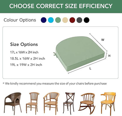 Outdoor Chair Cushions Set of 4: Waterproof & Fade Resistant Patio Furniture Cushions - 18.5 x 16 x 2 Inch Non Slip Round Corner Seat Cushion Pads with Removable Cover for Garden Yard Lawn, Sage Green
