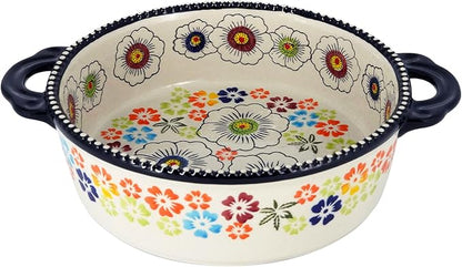 Baking Dishes For Oven, 1 Quart Round Casserole Dishes For Oven-colored flowers B-round 950ml