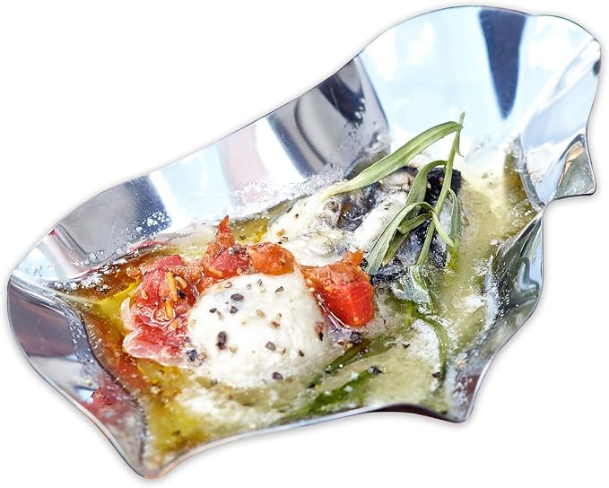 Outset Grillable Shells, Stainless Steel Grillable Oyster Shells, Set of 12 | Grill or Bake Oysters | Durable Stainless Steel Grilling Shells | Cook & Serve Oysters | Seafood Barbeque Accessories
