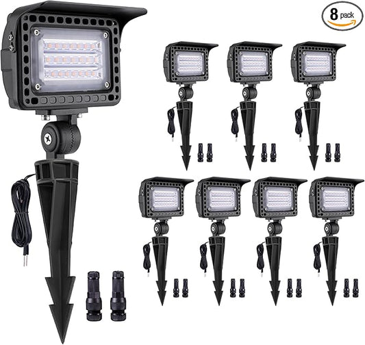Gardenreet Landscape Wall Wash Lights - 12W 12V LED Outdoor Flood Lights, Low Voltage Hardwired IP65 Waterproof Aluminum Brown Wide Beam Lighting for Garden Patio Wall Sign 8 Pack