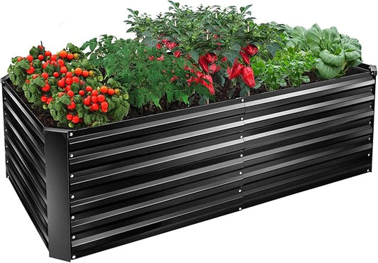 Metal Raised Bed Garden Bed Kit, 6x3x2ft Tall Galvanized Planter Raised Garden Boxes Outdoor, Large Metal Raised Garden Beds for Flowers, Vegetables, Herbs