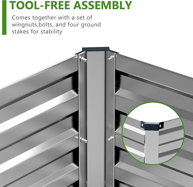 2PCS 10x3x1ft Galvanized Raised Garden Bed,Outdoor Planter Box Metal Patio Kit Planting Bed for Vegetables Flowers Herb,Silver