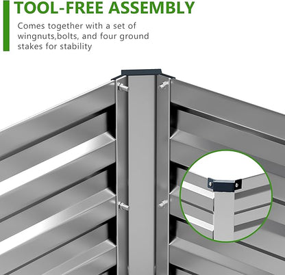 2PCS 10x3x1ft Galvanized Raised Garden Bed,Outdoor Planter Box Metal Patio Kit Planting Bed for Vegetables Flowers Herb,Silver