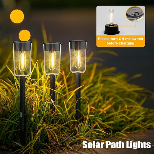 Qualdout Solar Pathway Lights Outdoo 8 Pack, Bright Solar Path Lights Outdoor, IP65 Waterproof Garden Lights Solar Powered Landscape Lighting for Outside Yard Lawn Patio Walkway Driveway