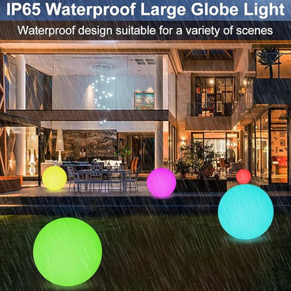 12-in & 20-in LED Globe Orb Lamp, Dimmable RGB Color Changing Glowing Orb Lights Rechargeable Glowing LED Ball Light w/Remote, Waterproof Outdoor Globe Light Soothing Mood Lamp for Home Garden