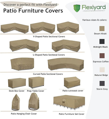 Curved Patio Furniture Cover for Outdoor Sectional Sofa, 96"(65") Reinforced Waterproof 600D Patio Sectional Couch Cover, Lawn Outside Garden Furniture Winter Protective Cover