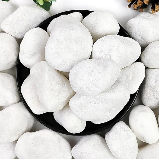 YISZM 10lb White River Rocks, 2-3 Inch Natural Pebbles for Indoor Plants, Snow White Decorative Stones, Ideal for Fish Tank, Vases, Crafting, Home Decor and Garden Landscaping Rocks