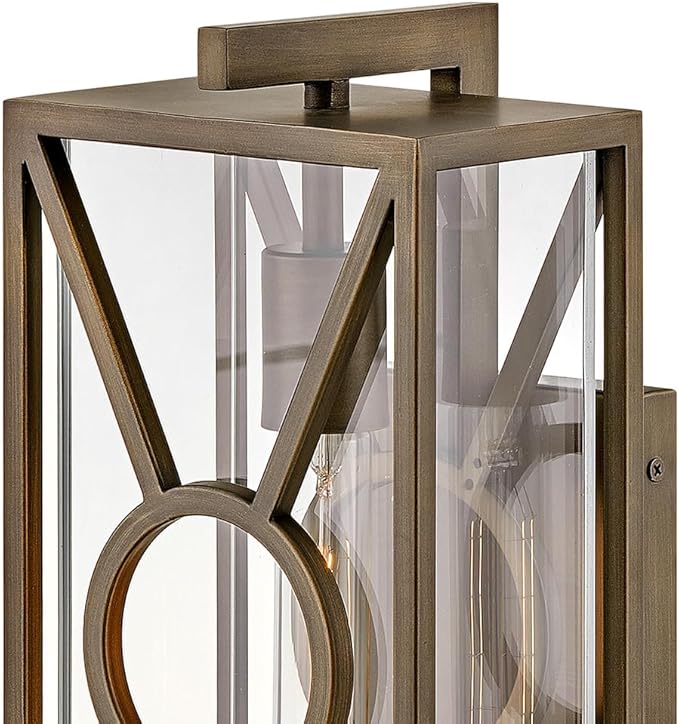 Hinkley Brixton Medium Wall Mount Outdoor Lantern - Rust & Corrosion Resistant, Clear Mitered Glass, Composite - Burnished Bronze Finish