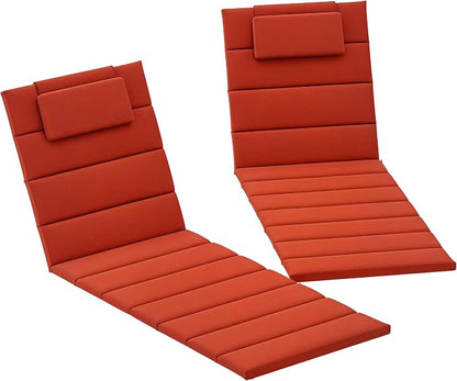 Outsunny Outdoor Lounge Chair Cushion Set of 2, 80" x 26" UPF50+ 230gsm Olefin and 25D High-Density Foam, Foldable Patio Chaise Lounge Cushion Set, Fade Resistant for Lawn Pool, Wine Red