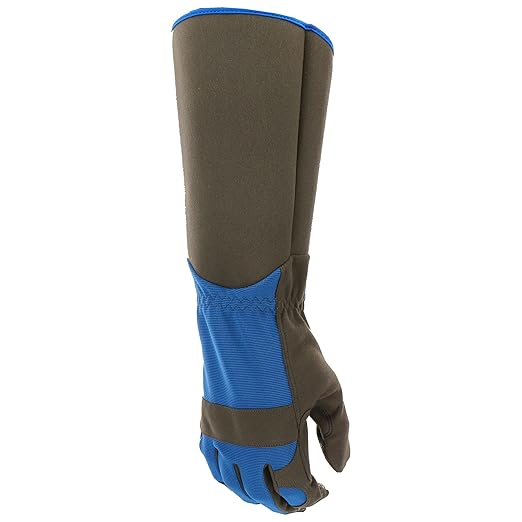 MUD Gauntlet Men's Synthetic Leather Palm with Extended Safety Cuff Garden Gloves, Silicone Fingertips, Padded Palm, Abrasion Resistant, Blue, Large/X-Large (MD53011BB-LXL)