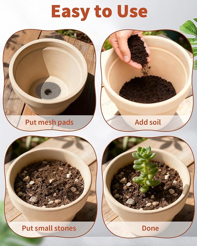 50PCS Flower Pot Hole Mesh Pad, 2 inch Rounds Drainage Hole, Plant Pot Drainage Mat, Plant Potting Mat to Prevent Soil Loss, Gardening Gifts for Friend