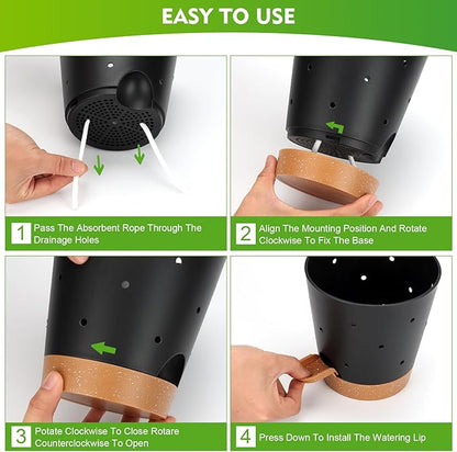JGB 4 Pcs Orchid Pots with Holes - Each of 5, 6, 7 and 8 inch - Self Watering Orchid Pots and Plastic Breathable Orchid Planters for Repotting - Black