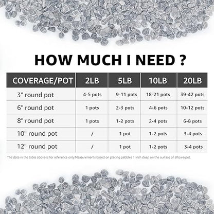 10lbs Natural Gravel Pebbles for Succulents and Cacti, 1/5 Inch Decorative River Stones – Perfect for Vases, Aquariums, Terrariums, and Outdoor Gardening, Mixed Colors (Grey, 10 Pounds)