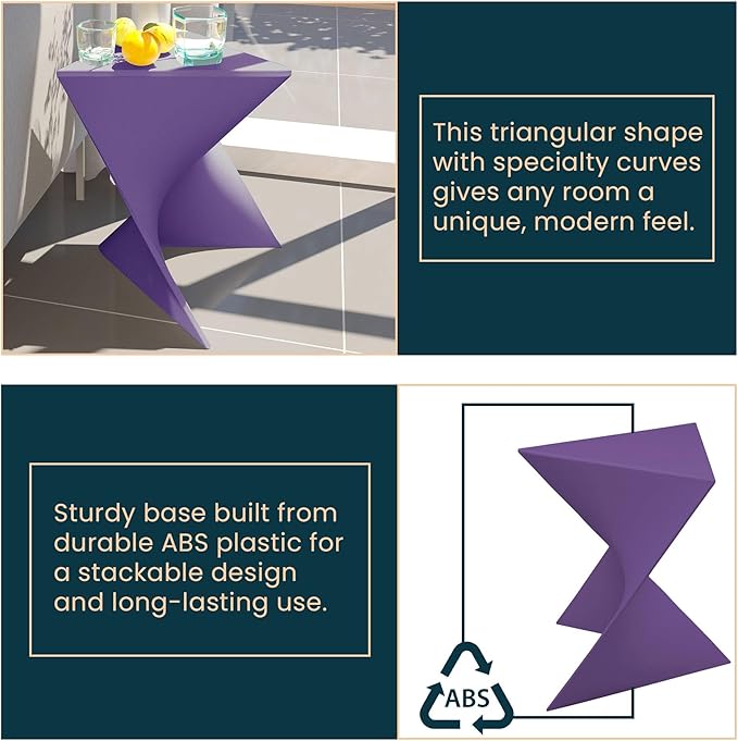 LeisureMod Modern Purple Accent Side Table - Stylish Side Vanity Table for Bedroom & Living Room