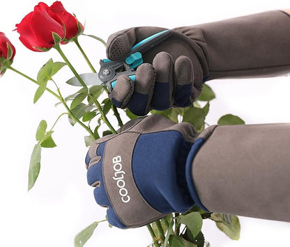 COOLJOB Thorn Proof Rose Pruning Garden Gloves for Men, Longer Sleeve Padded Yard Work for Bush, Blackberry, Cactus, Heavy Duty/Puncture Resistant/Machine Washable, Large-Pro, Navy
