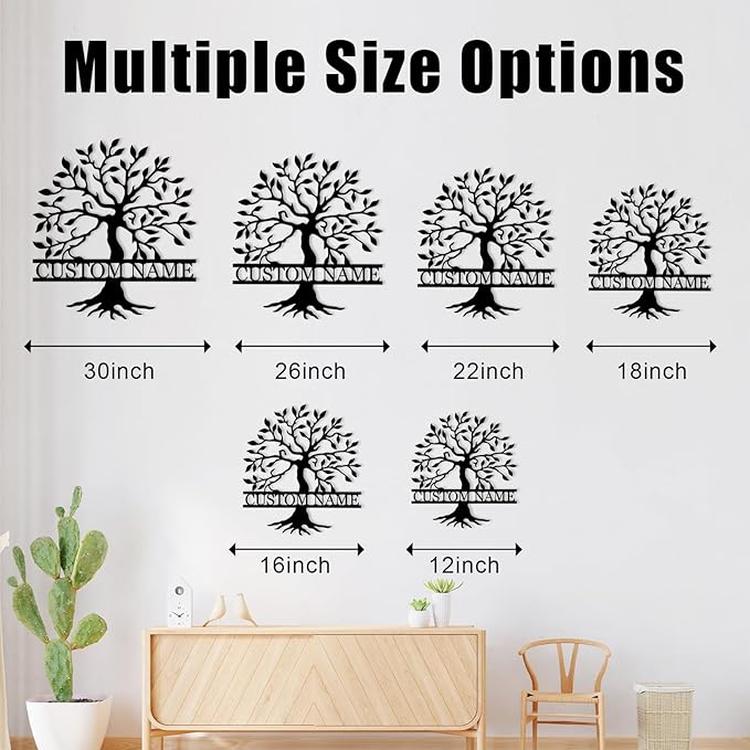 Custom Tree of Life Family Metal Signs, Personalized Tree of Life Wall Decor, Outdoor Yard Decor, Family Sign Wall Decor, Monogram Metal Sign, Custom Tree Yard Sign, Home Decor for Living Room
