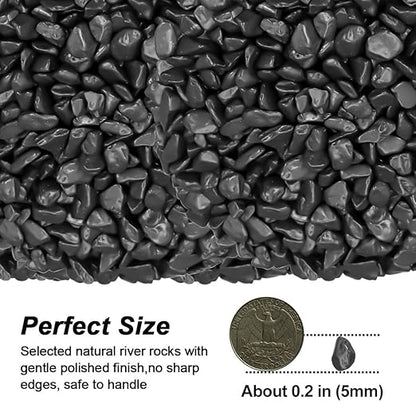 Rocks for Plants,Landscaping Pebbles, River Rocks Decorative Ornamental Pebbles, DIY Smoothed Rocks for Potted Plant Resin Art Vase Fillers Aquarium Gravel Rocks (1, Black, 2 Pounds)