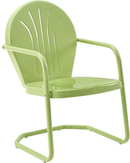 Crosley Furniture Griffith 3-Piece Outdoor Chair and Side Table Set, Retro Metal Bistro Patio Sets for Porch, Key Lime
