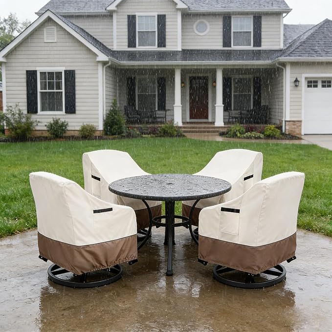 Outdoor Swivel Rocker Chair Cover 2Pack, Waterproof Rocking Chair Covers, All-Weather Protection Outdoor Lawn Patio Furniture Covers for Patio Chair 32" W x 35" D x 32" H, Beige