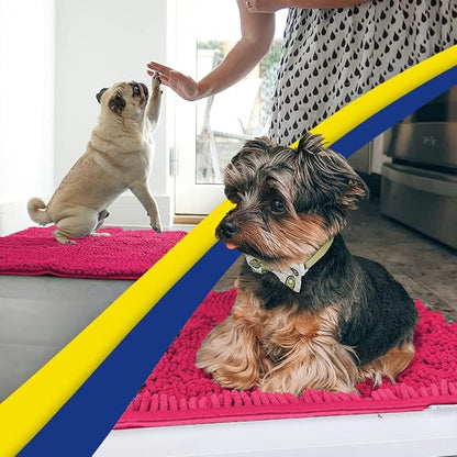 Muddy Mat® | Super Water Absorbent Door Mat Indoor, Microfiber Quick Dry Chenille Entryway Rug, Slip Resistant Front Door Mat, Indoor Mats for Entryway, Machine Washable Pet Rug, Hot Pink 32" x 40"