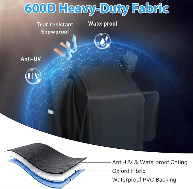 Utheer Grill Cover for Green Mountain Daniel Boone Prime WiFi Grills and Green Mountain Grill Ledge Model, Heavy Duty 600D Waterproof Fabric Grill Cover for GMG DB Prime WiFi, Black