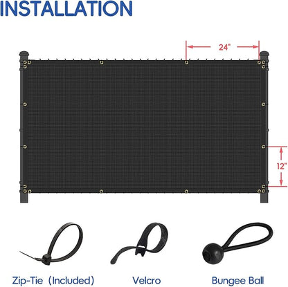 4'x48' Privacy Fence Screen Net Fencing 90% Privacy Blockage Windscreen Fence Cover with Copper Grommet for Patio Backyard Garden Swimming Pool, Zip Ties Included, Black