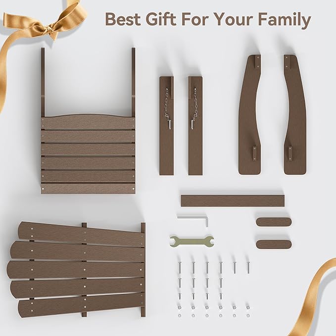 Set of 4 Folding Adirondack Chairs, Heavy Duty Weather-Resistant Patio Chairs with Wide Armrests & Ergonomic High Back, HDPE Fire Pit Seating for Backyard, Garden, Porch - Coffee