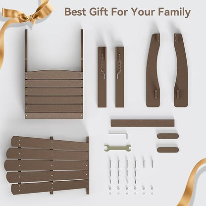 Set of 4 Folding Adirondack Chairs, Heavy Duty Weather-Resistant Patio Chairs with Wide Armrests & Ergonomic High Back, HDPE Fire Pit Seating for Backyard, Garden, Porch - Coffee