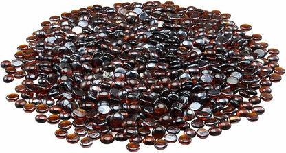 VEVOR Fire Glass, 10LBS / 4.5KG High-Temperature Resistant Fireplace Rocks, 3/4-Inch / 19.05 mm Reflective & Smokeless Firepit Glass Beads, High Luster Stone Landscaping for Fire Pit Table, Rich Amber