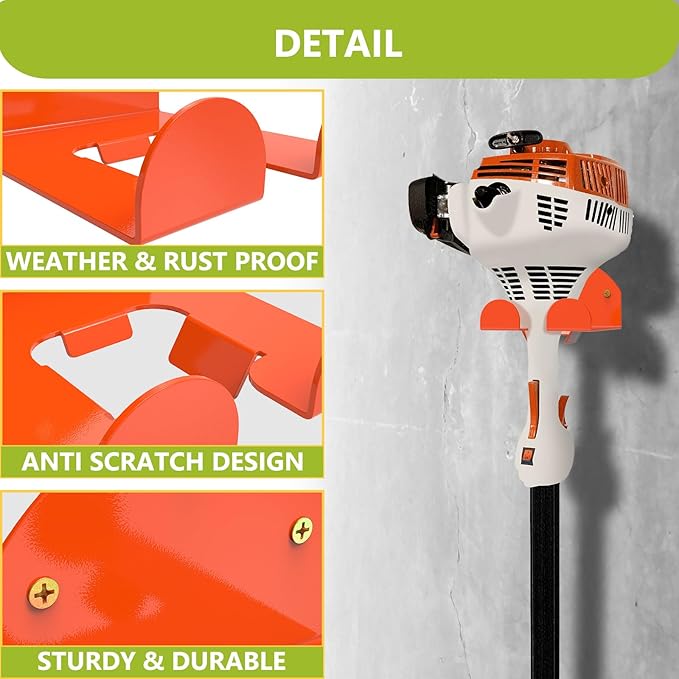Garage Organizer Grass Trimmer Rack Heavy Duty Weed Eater Hanger Trimmer Hanger Garden Power Tool Hanger for Grass Trimmer, Hedge Trimmer, Garage Trimmer Garden Tools