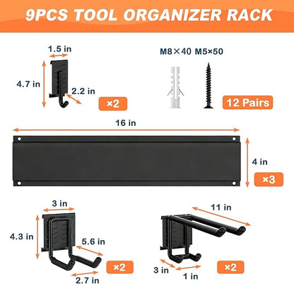 Ultrawall Garden Tool Organizer, 48 Inch Garage Tool Organizer Wall Mount, Heavy Duty Steel Wall Holders for Tools, 400lb Weight Capacity