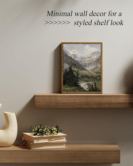 InSimSea Framed Canvas Wall Art Vintage Decor, Mountain Pictures Living Room Decor Aesthetic, Bedroom Bathroom Summer Landscape Wall Pictures, 8x10inch