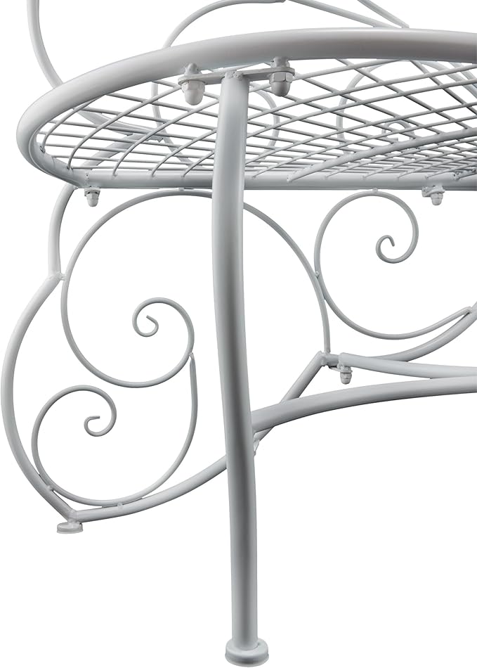 Alpine Corporation 62"L Indoor/Outdoor 2 Person Metal Butterfly Shaped Garden Bench, White