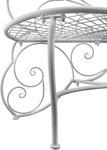 Alpine Corporation 62"L Indoor/Outdoor 2 Person Metal Butterfly Shaped Garden Bench, White