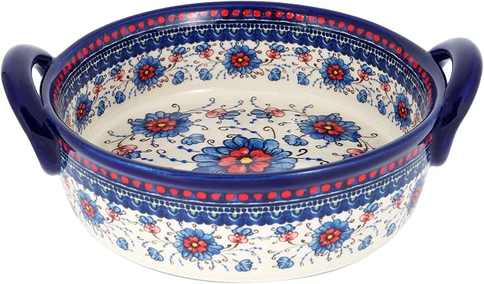 Baking Dishes For Oven, 1 Quart Round Casserole Dishes For Oven-blue flower-round 950ml