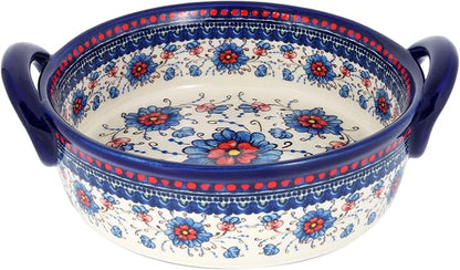 Baking Dishes For Oven, 1 Quart Round Casserole Dishes For Oven-blue flower-round 950ml