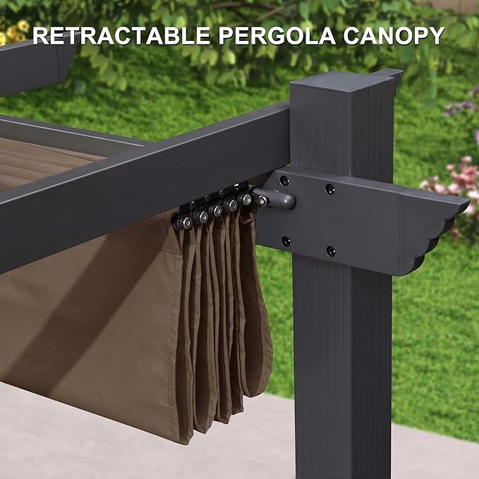 Pergola Shade Cover Replacement Canopy Top Compatible with 10 X 13 ft 6-Bar Pergola Frames - Brown (Canopy Size 116" W x 135" L, Canopy Top Only)