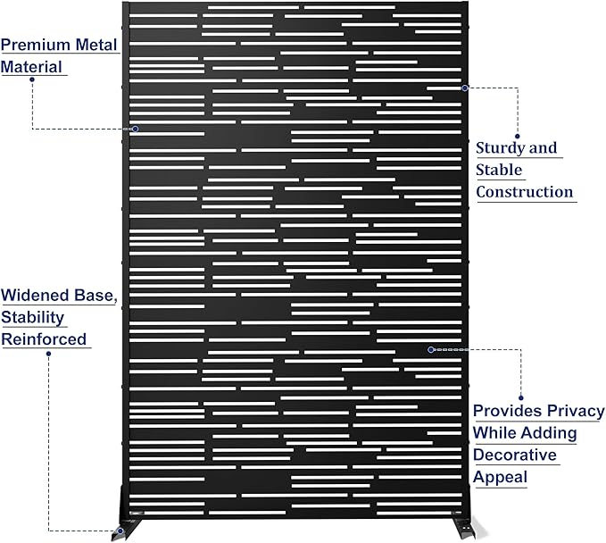 Outdoor Privacy Screen,72" H×47" W Metal Privacy Screen, Freestanding Privacy Fence Panels for Patio