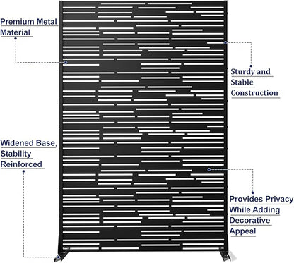 Outdoor Privacy Screen,72" H×47" W Metal Privacy Screen, Freestanding Privacy Fence Panels for Patio