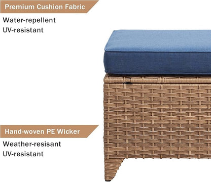 HUMMUH 5 Piece Outdoor Patio Furniture Set Wicker Conversation Bistro Set Swivel Rocking Chairs with Side Table and Ottomans for Backyard, Porch, Balcony