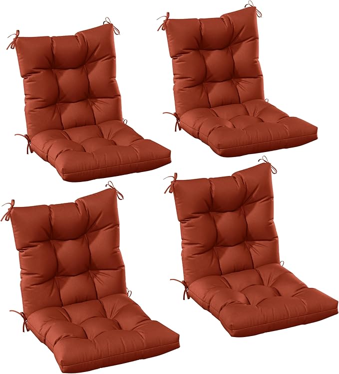 Patio Seat&Back Chair Cushions for Outdoor Furniture，Comfortable Cushions for Rocking/Dining/Lawn Chair-Set of 4