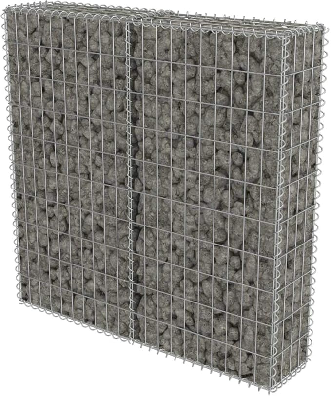 Galvanized Steel Gabion Wall with Covers, Gabion Mesh Wire Wall Panel Galvanized Steel Garden Stone Wire Basket Fencing Patio Decorative Fence, 39.4"x7.87"x39.4",-178