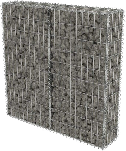 Galvanized Steel Gabion Wall with Covers, Gabion Mesh Wire Wall Panel Galvanized Steel Garden Stone Wire Basket Fencing Patio Decorative Fence, 39.4"x7.87"x39.4",-178