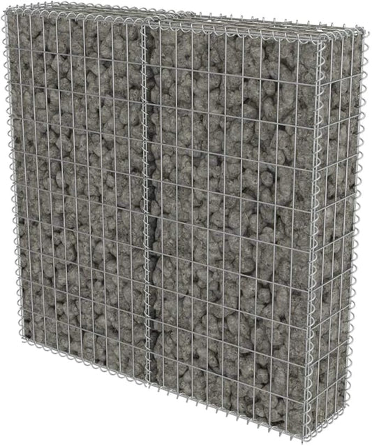 Galvanized Steel Gabion Wall with Covers, Gabion Mesh Wire Wall Panel Galvanized Steel Garden Stone Wire Basket Fencing Patio Decorative Fence, 39.4"x7.87"x39.4",-178