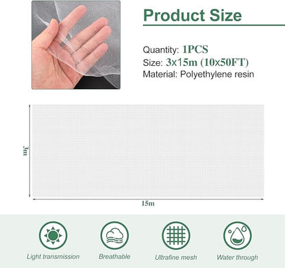 Garden Netting Pest Barrier 10 x 50FT Garden Mesh Netting Insect Netting Garden Neting for Raised Beds Garden Insect Barrier Plant Mesh Cover for Vegetable Flowers Fruits Plants Greenhouse