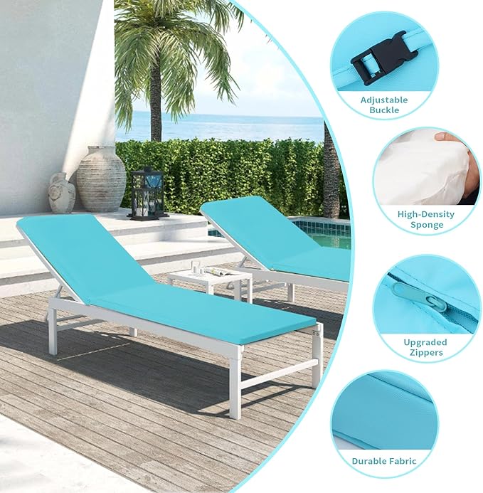 Outdoor Chaise Lounge Cushions for Patio, 72"x22"x3" Lounge Chair Cushions, Waterproof Replacement Seat Cushions for Outdoor Furniture